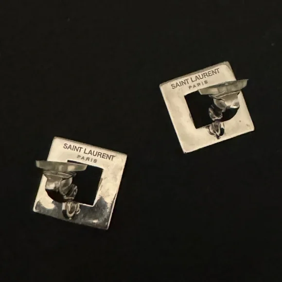 Saint Laurent square diamond ear clips - Picture 2 of 4
